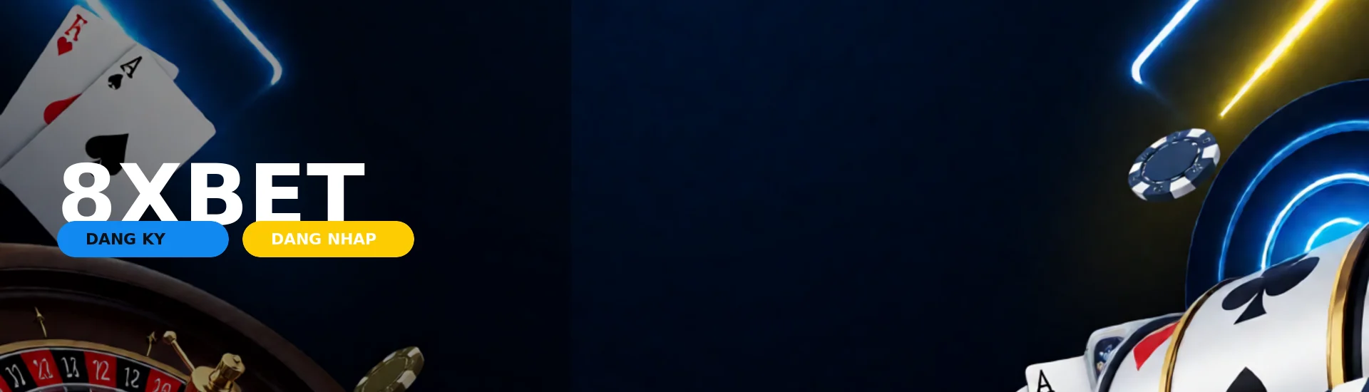 Hình ảnh banner trang chủ 8XBET hiển thị sảnh casino trực tuyến với các bàn cược live dealer sang trọng và khuyến mãi nổi bật T9/2026